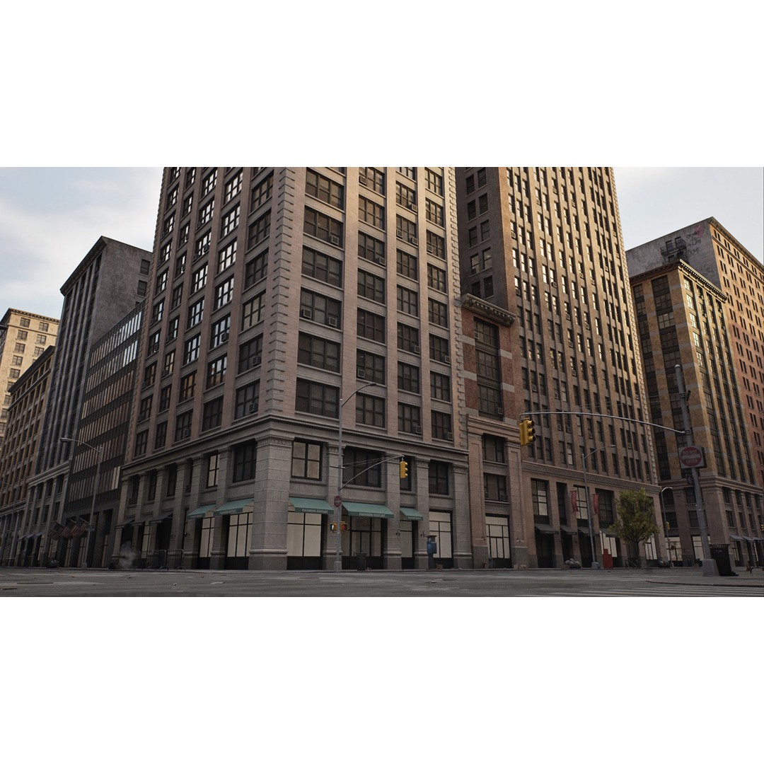 Downtown City Pack 3D Model – Low-Poly Game Asset, FBX, OBJ - View 5