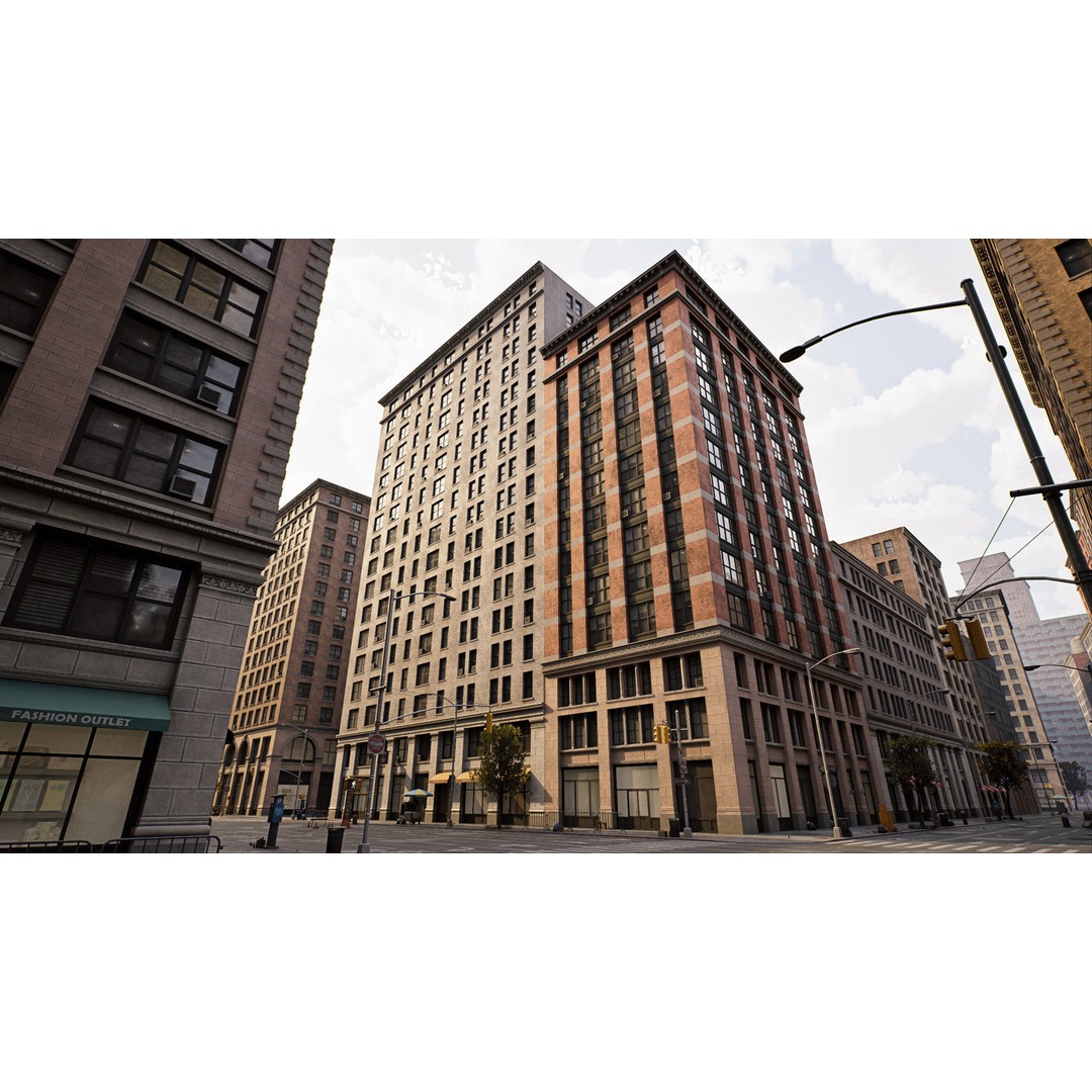 Downtown City Pack 3D Model – Low-Poly Game Asset, FBX, OBJ - View 7