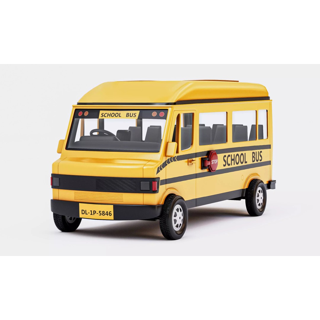 Realistic School Transport Bus 3D Model – High Poly, Game Ready, FBX - View 4