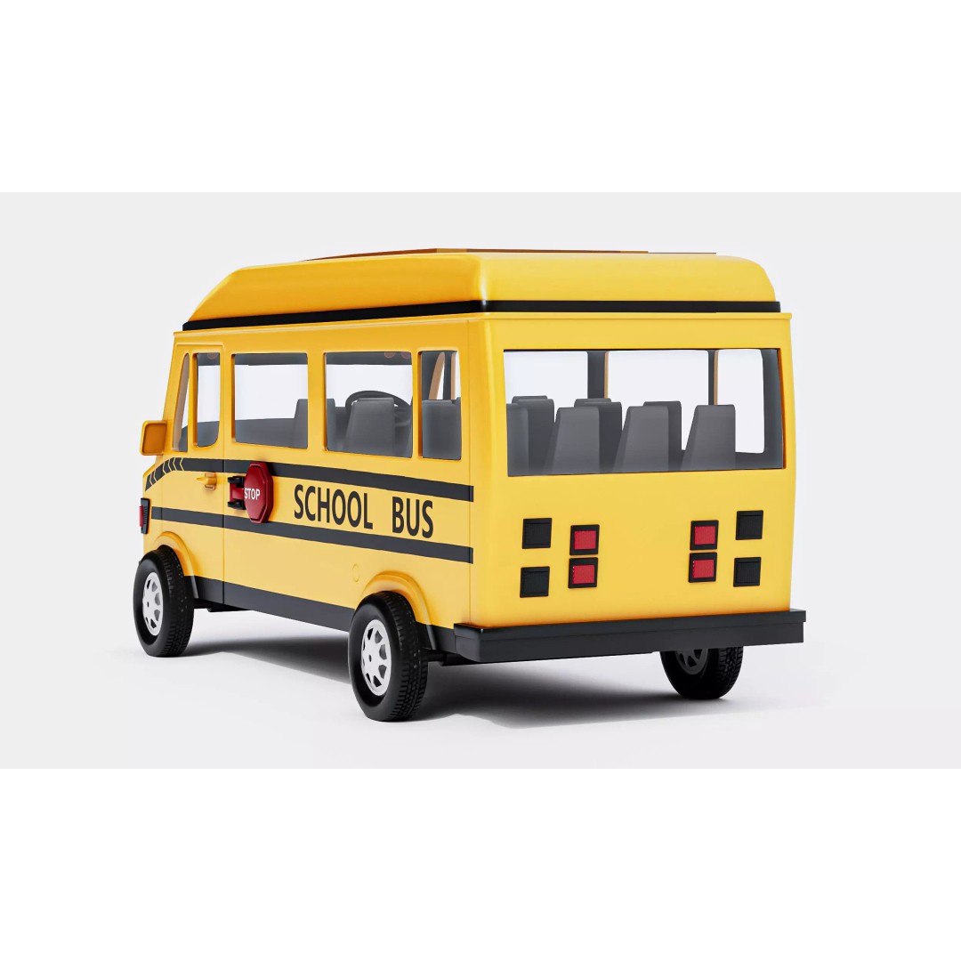 Realistic School Transport Bus 3D Model – High Poly, Game Ready, FBX - View 6