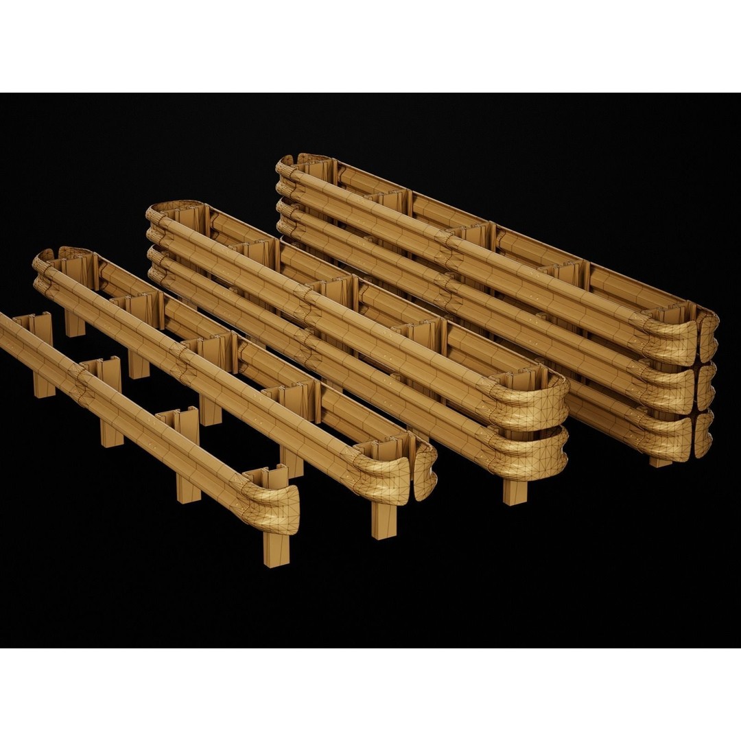 Realistic Road Fence 3D Model – Low Poly Game Asset, FBX - View 12
