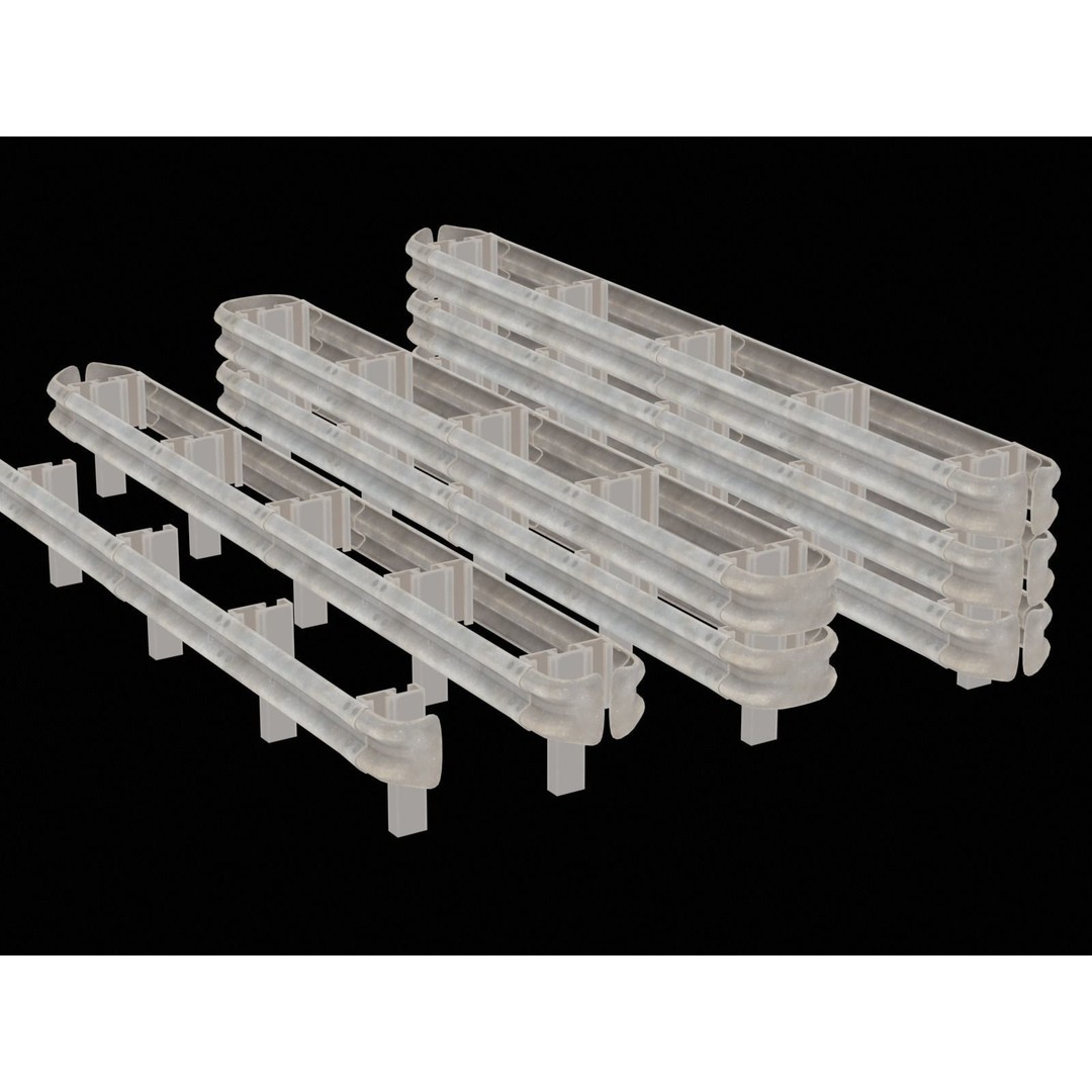 Realistic Road Fence 3D Model – Low Poly Game Asset, FBX - View 13