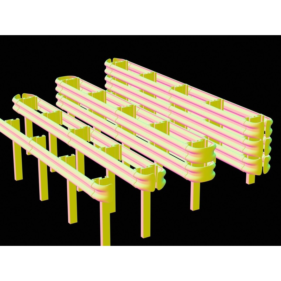 Realistic Road Fence 3D Model – Low Poly Game Asset, FBX - View 14
