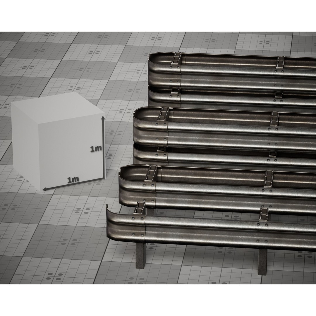 Realistic Road Fence 3D Model – Low Poly Game Asset, FBX - View 3