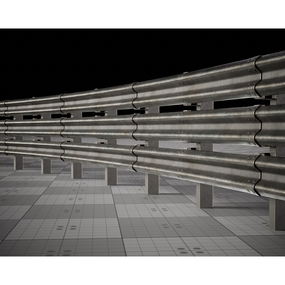 Realistic Road Fence 3D Model – Low Poly Game Asset, FBX - View 6