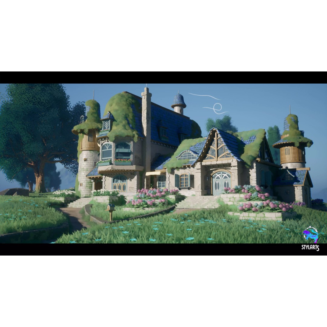 Stylized Azure Hillside 3D Model – Low Poly Game Asset, PBR - View 2
