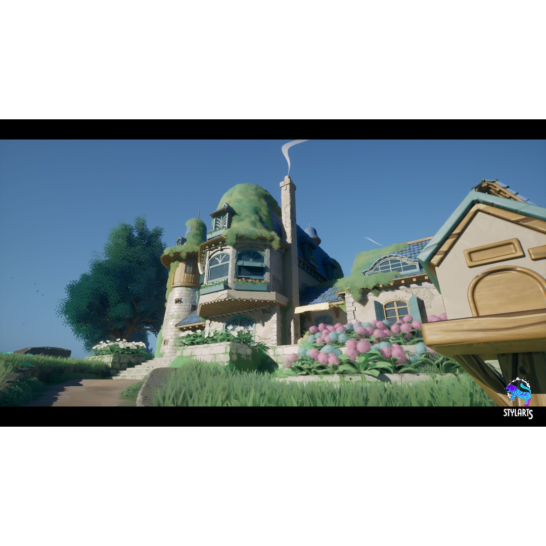 Stylized Azure Hillside 3D Model – Low Poly Game Asset, PBR - View 4