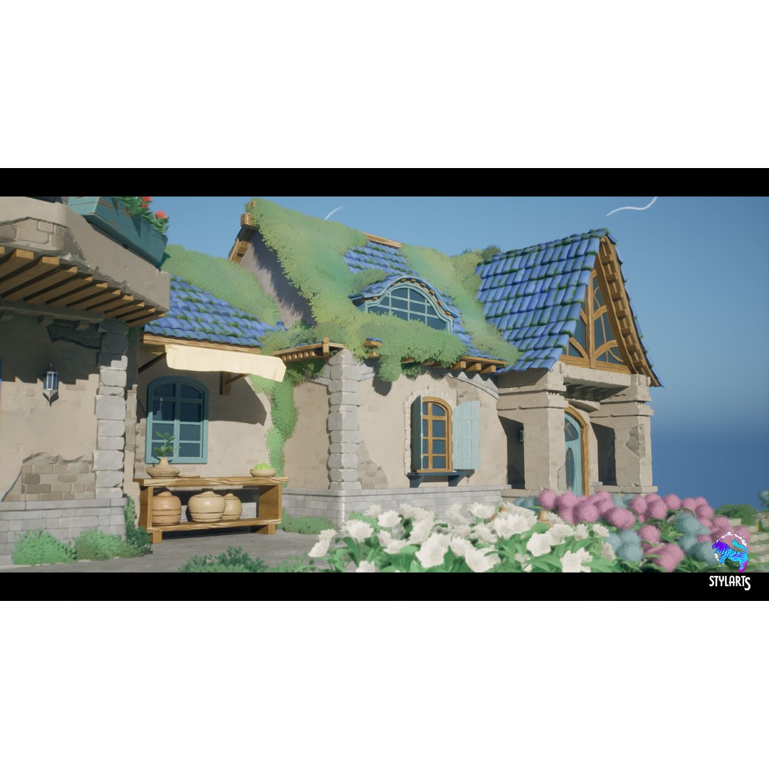 Stylized Azure Hillside 3D Model – Low Poly Game Asset, PBR - View 8