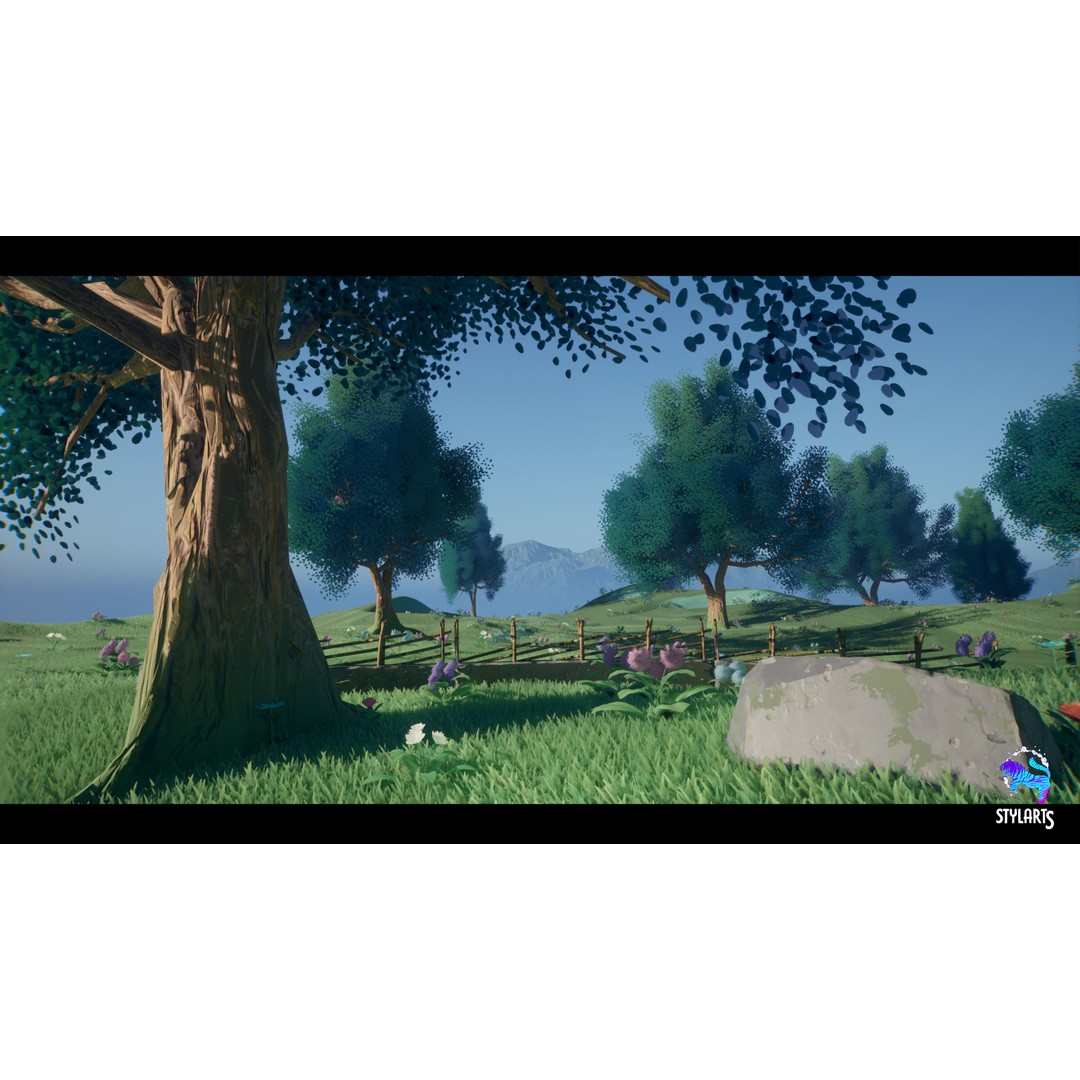Stylized Azure Hillside 3D Model – Low Poly Game Asset, PBR - View 9