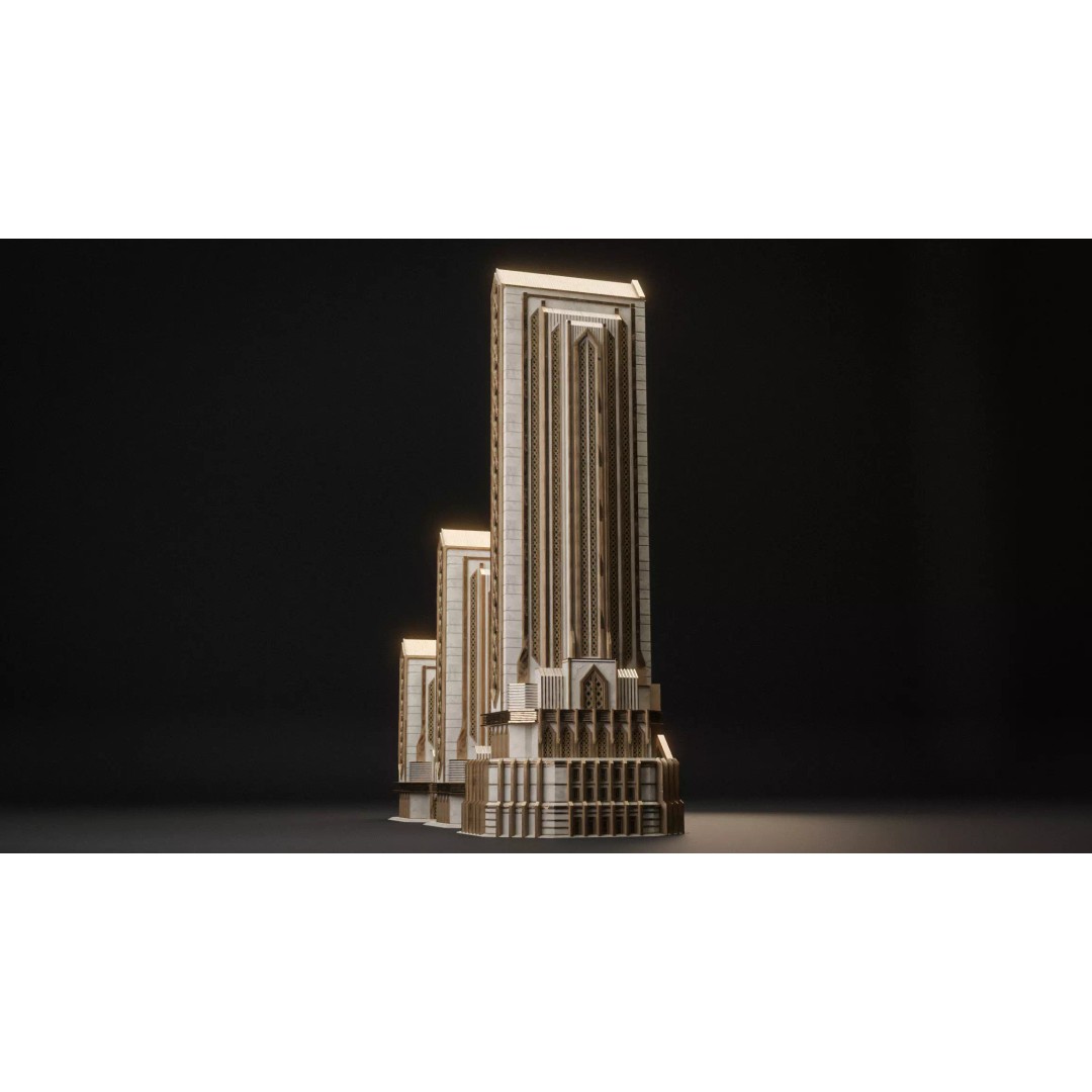 Fantasy Building 3D Model – Art Deco Low-Poly Structure, FBX - View 10