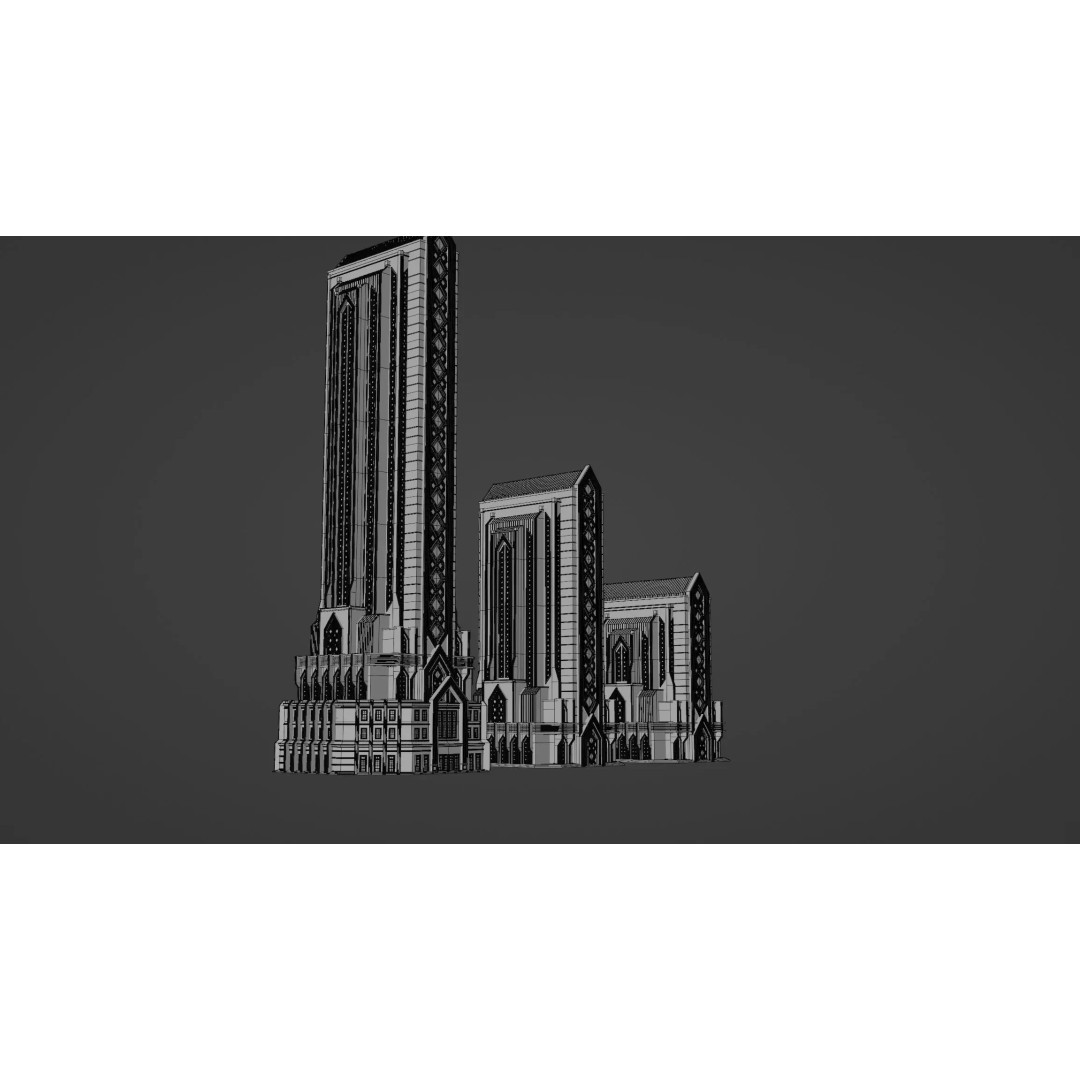 Fantasy Building 3D Model – Art Deco Low-Poly Structure, FBX - View 19