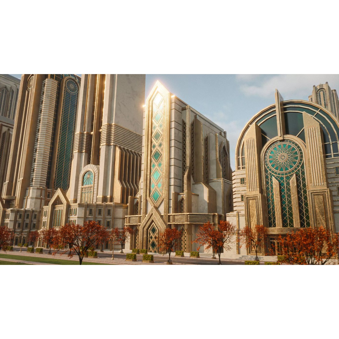 Fantasy Building 3D Model – Art Deco Low-Poly Structure, FBX - View 2