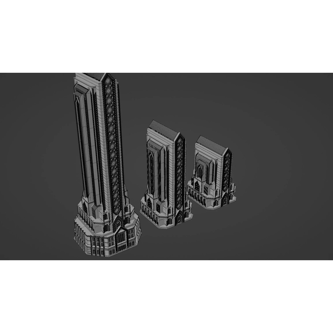 Fantasy Building 3D Model – Art Deco Low-Poly Structure, FBX - View 20