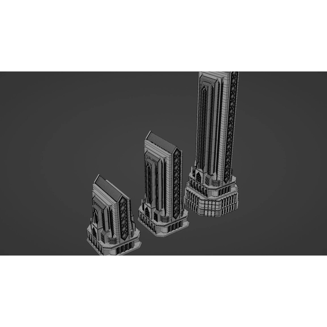 Fantasy Building 3D Model – Art Deco Low-Poly Structure, FBX - View 21