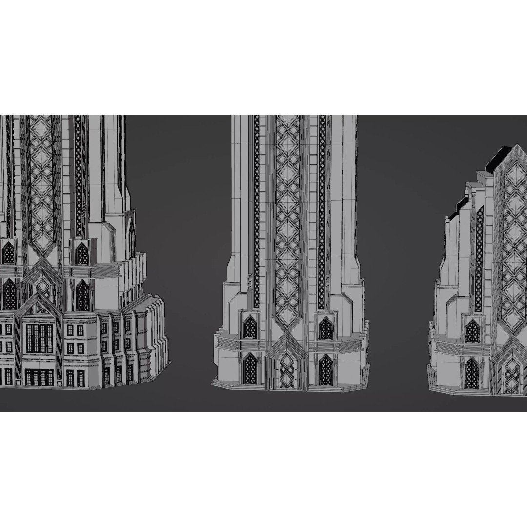 Fantasy Building 3D Model – Art Deco Low-Poly Structure, FBX - View 22