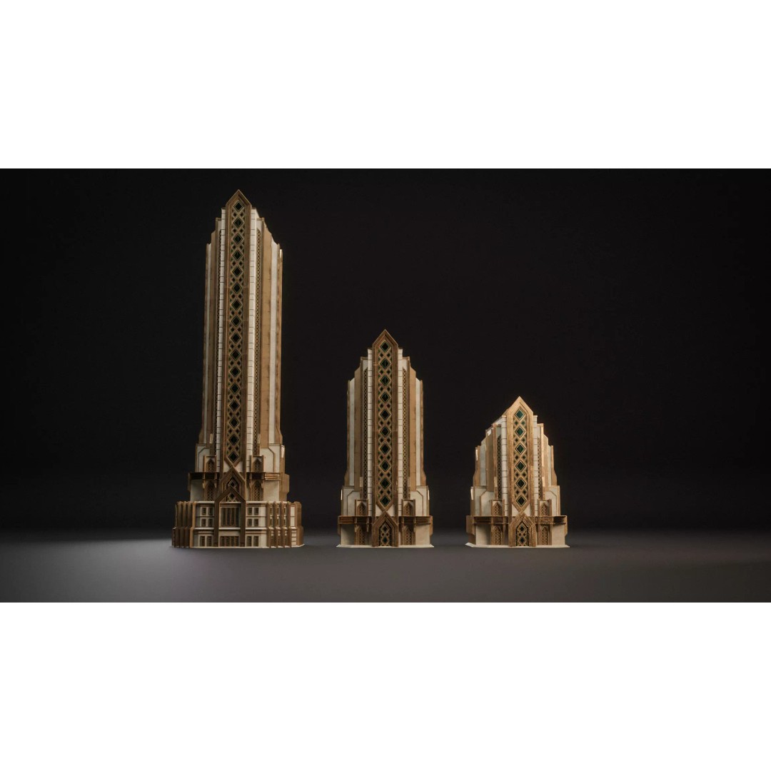 Fantasy Building 3D Model – Art Deco Low-Poly Structure, FBX - View 4