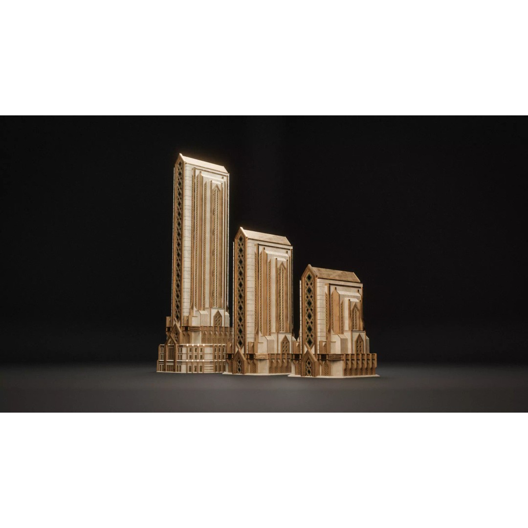 Fantasy Building 3D Model – Art Deco Low-Poly Structure, FBX - View 5