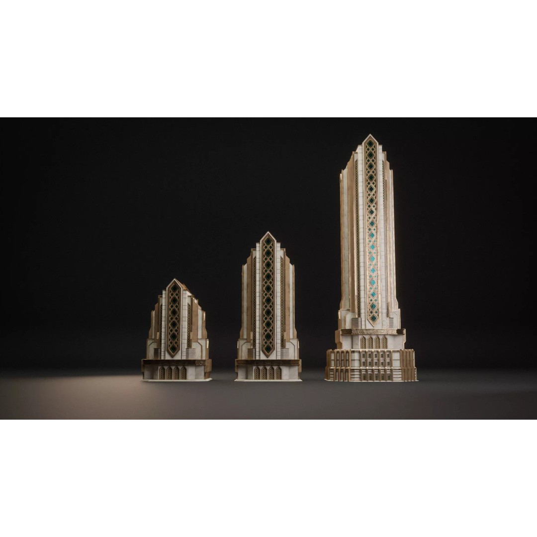 Fantasy Building 3D Model – Art Deco Low-Poly Structure, FBX - View 8