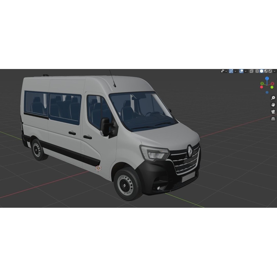 Renault Master 2020 Minibus 3D Model – Medium Roof, Game Ready, FBX