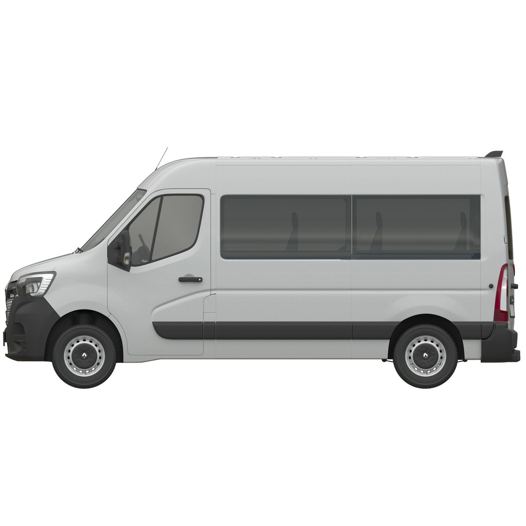 Renault Master 2020 Minibus 3D Model – Medium Roof, Game Ready, FBX - View 12