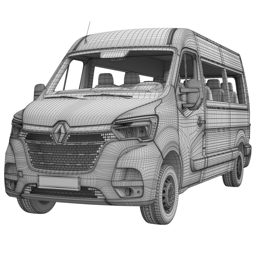 Renault Master 2020 Minibus 3D Model – Medium Roof, Game Ready, FBX - View 17
