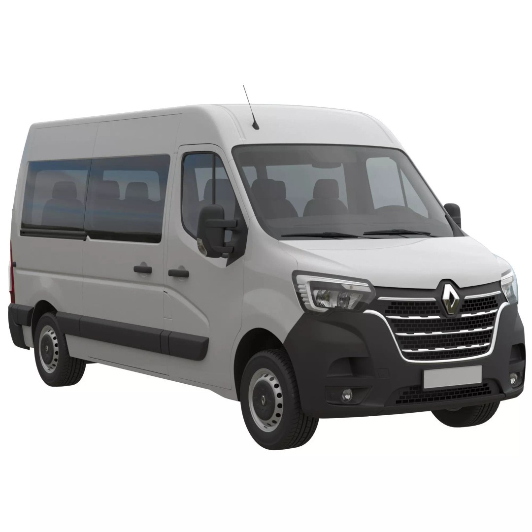 Renault Master 2020 Minibus 3D Model – Medium Roof, Game Ready, FBX - View 2