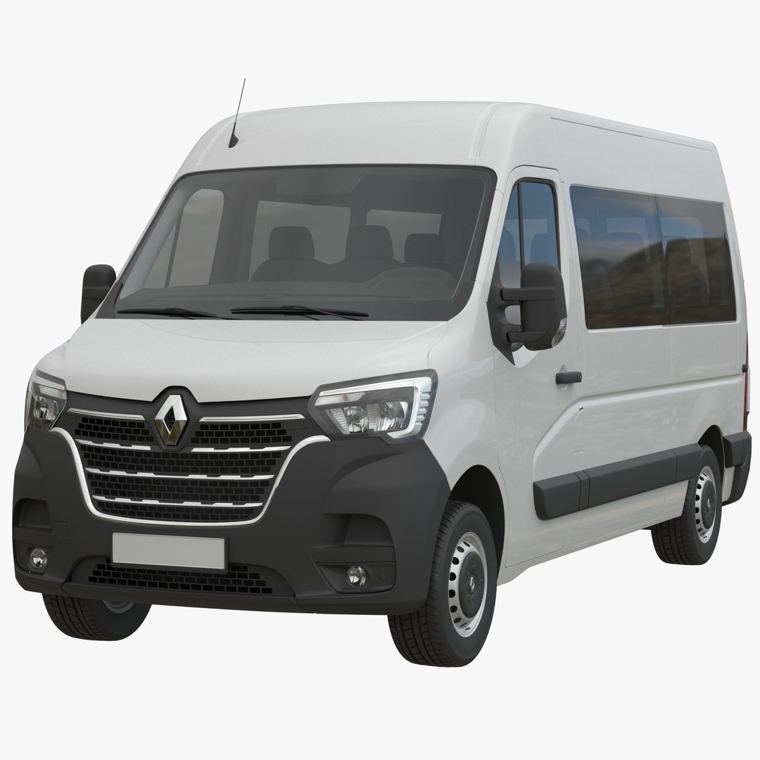 Renault Master 2020 Minibus 3D Model – Medium Roof, Game Ready, FBX - View 3
