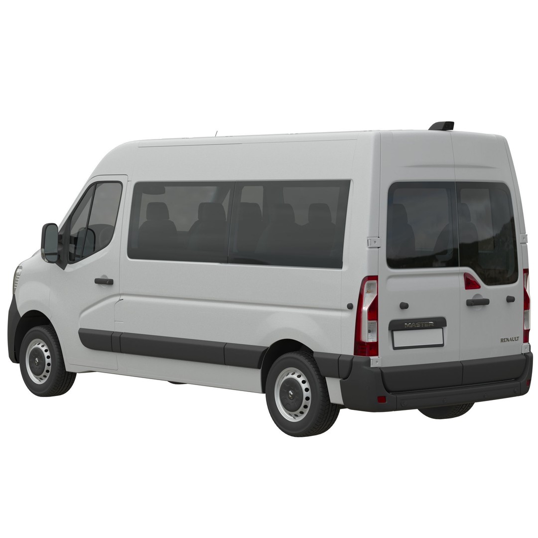 Renault Master 2020 Minibus 3D Model – Medium Roof, Game Ready, FBX - View 4