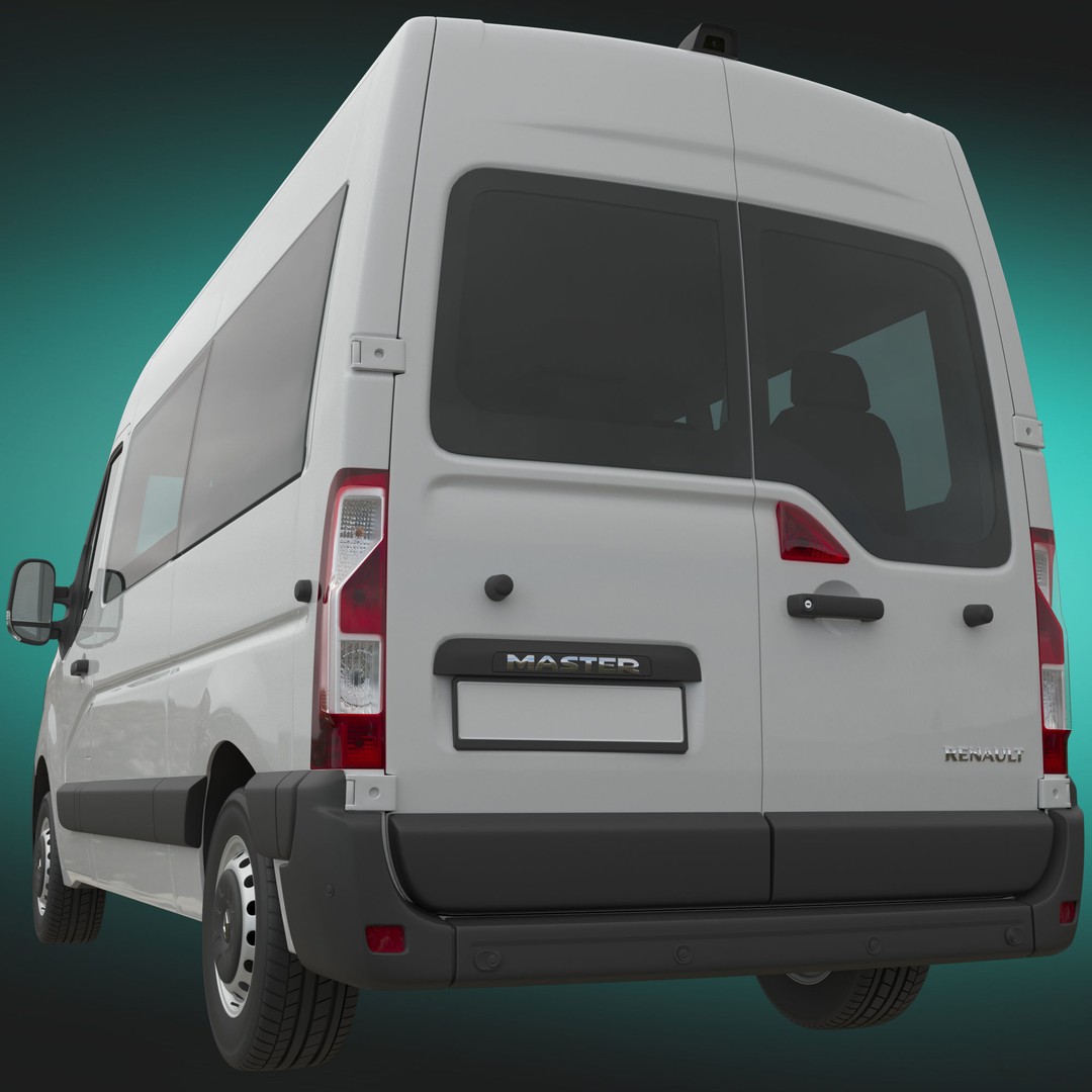 Renault Master 2020 Minibus 3D Model – Medium Roof, Game Ready, FBX - View 5