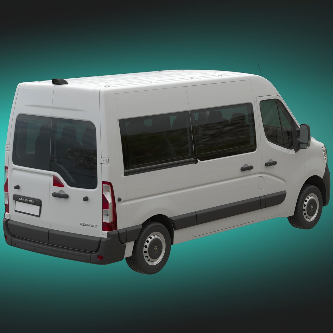 Renault Master 2020 Minibus 3D Model – Medium Roof, Game Ready, FBX - View 6