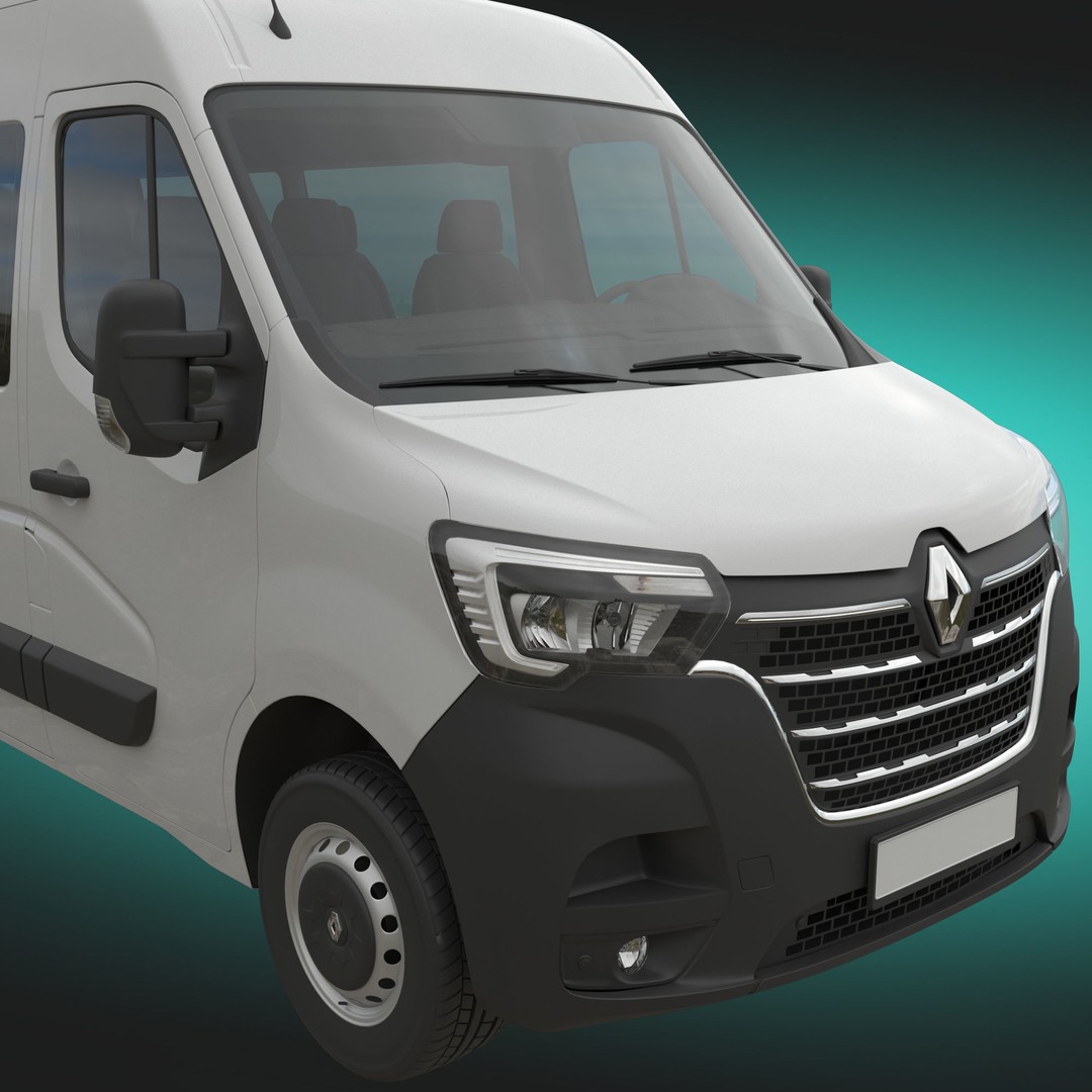 Renault Master 2020 Minibus 3D Model – Medium Roof, Game Ready, FBX - View 7