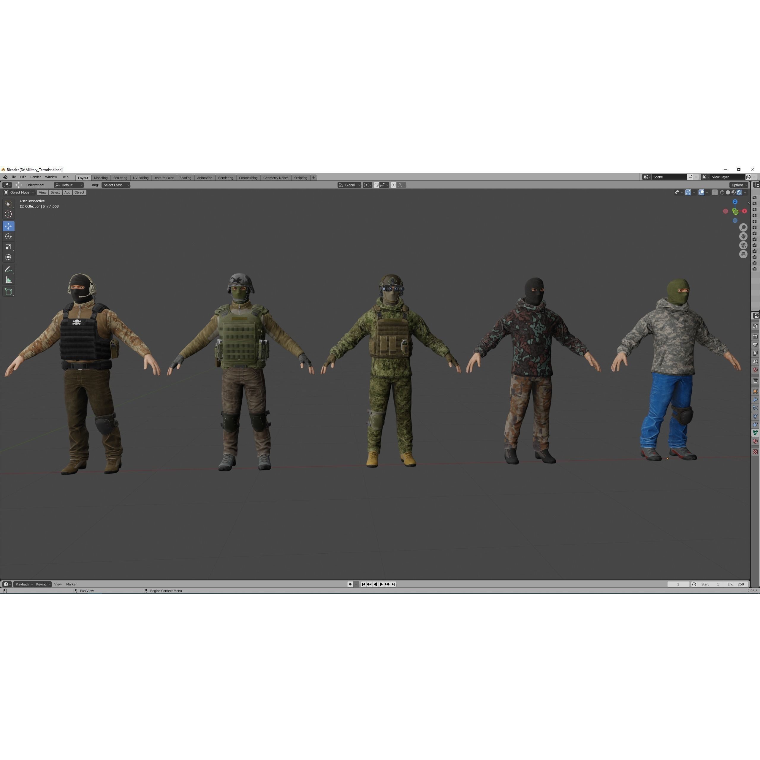 Terrorist - Low-Poly Game-Ready 3D Model - View 12