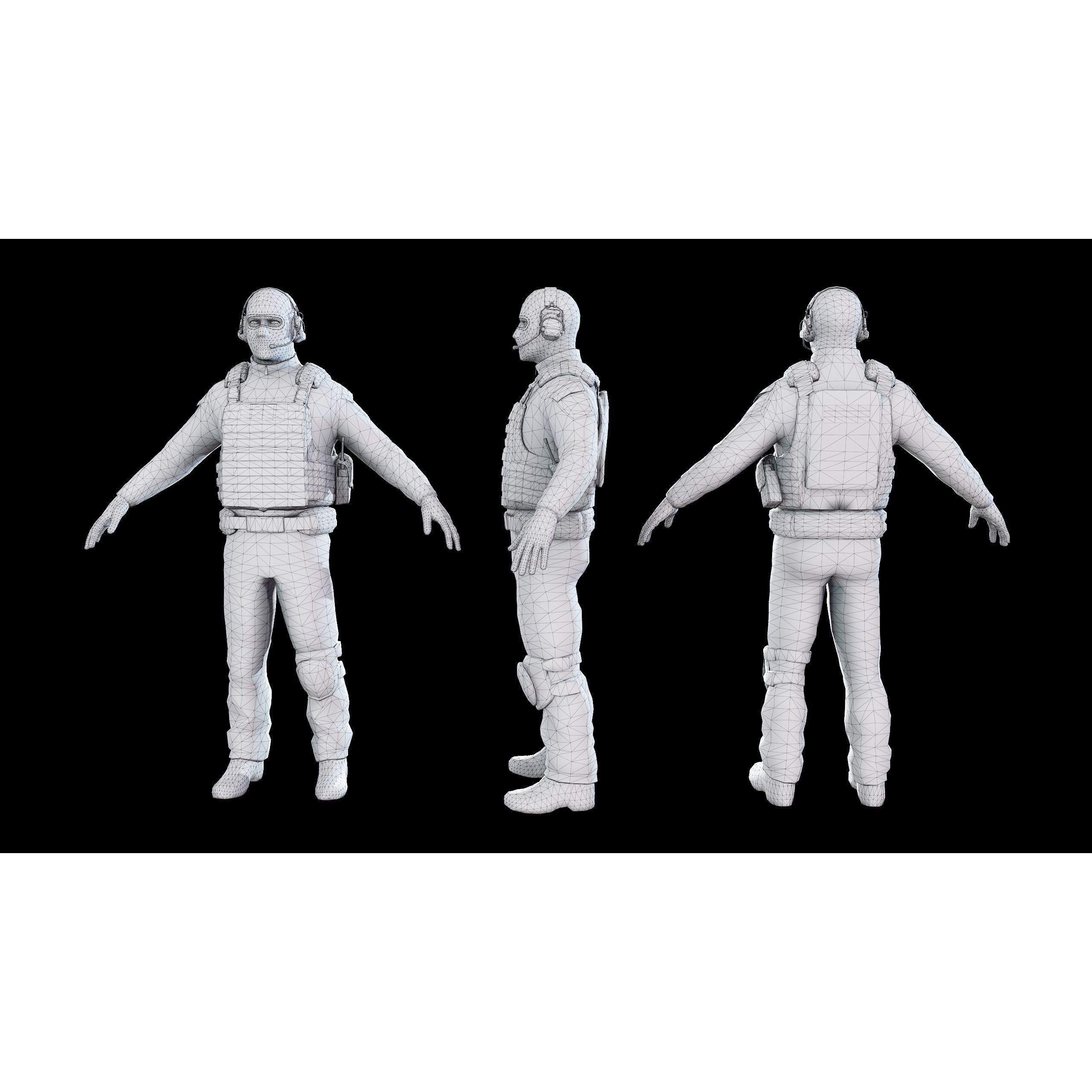 Terrorist - Low-Poly Game-Ready 3D Model - View 6