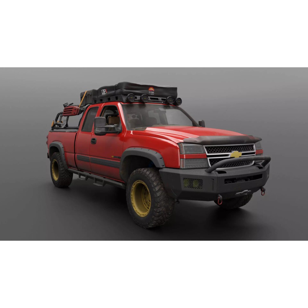 Chevy Silverado 2500HD 3D Model – Overland Offroad Truck, Game Ready - View 16