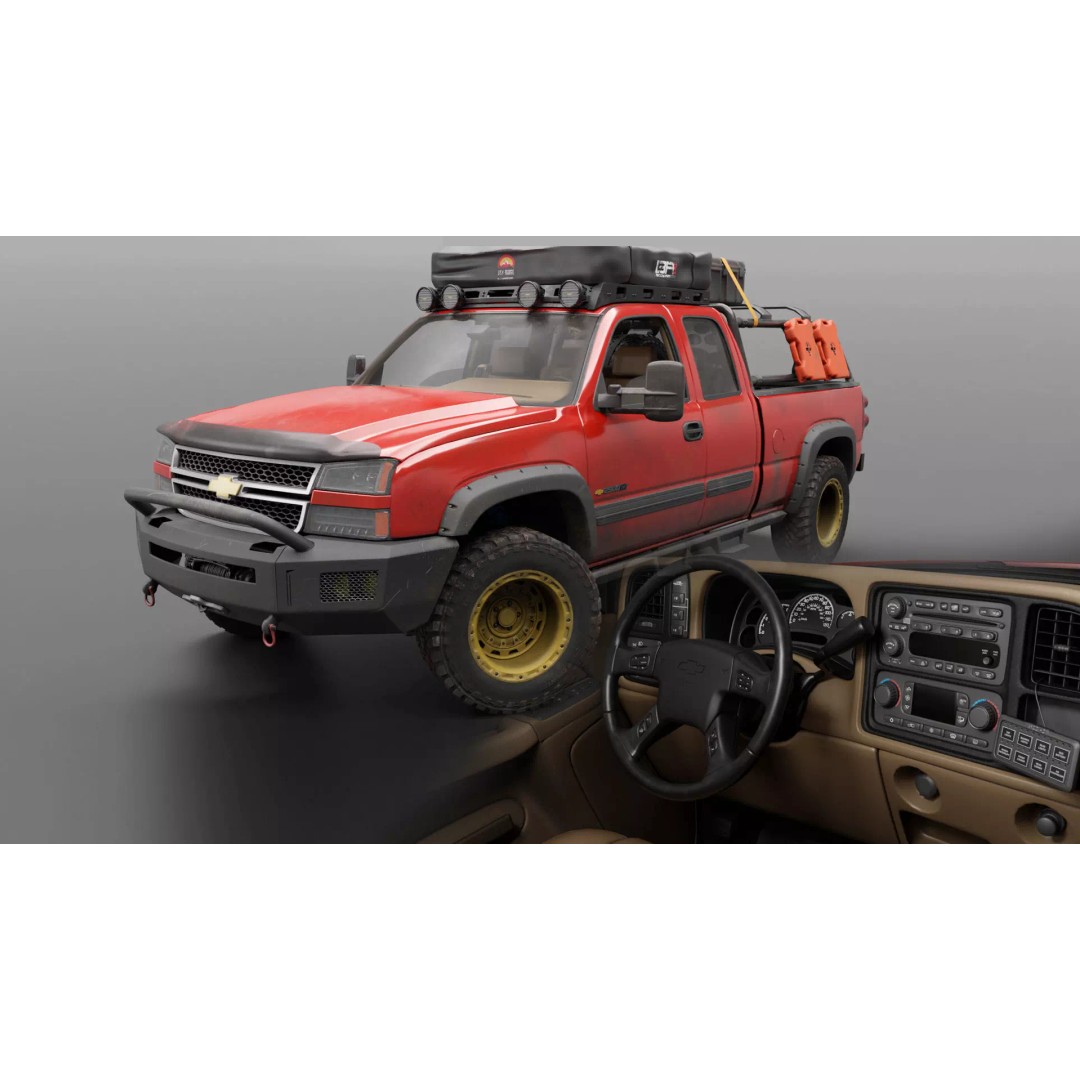 Chevy Silverado 2500HD 3D Model – Overland Offroad Truck, Game Ready - View 2