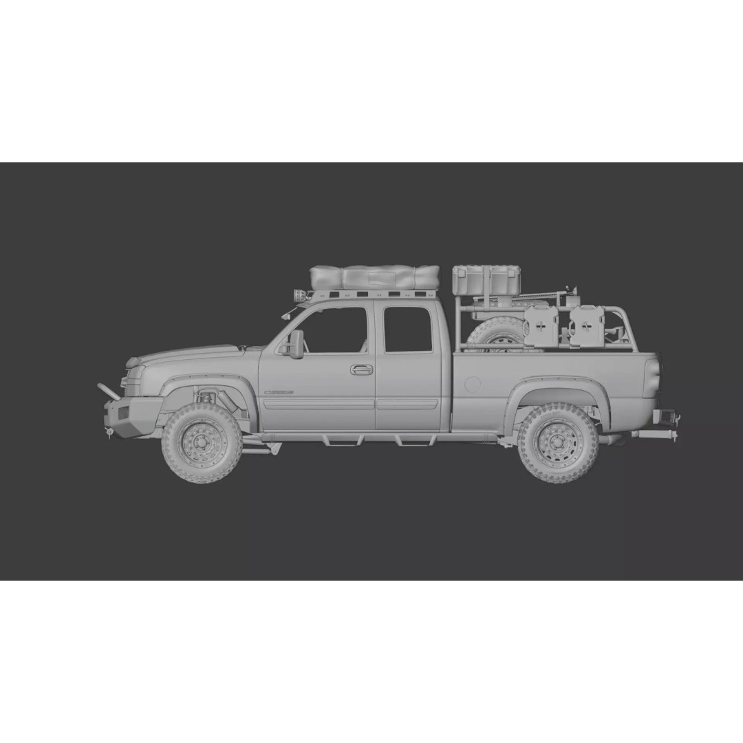 Chevy Silverado 2500HD 3D Model – Overland Offroad Truck, Game Ready - View 35