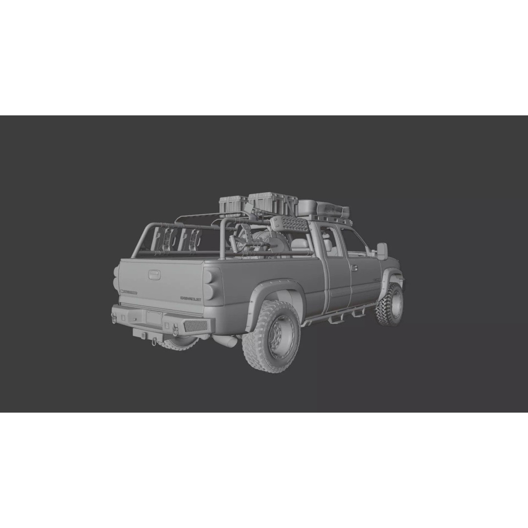 Chevy Silverado 2500HD 3D Model – Overland Offroad Truck, Game Ready - View 36