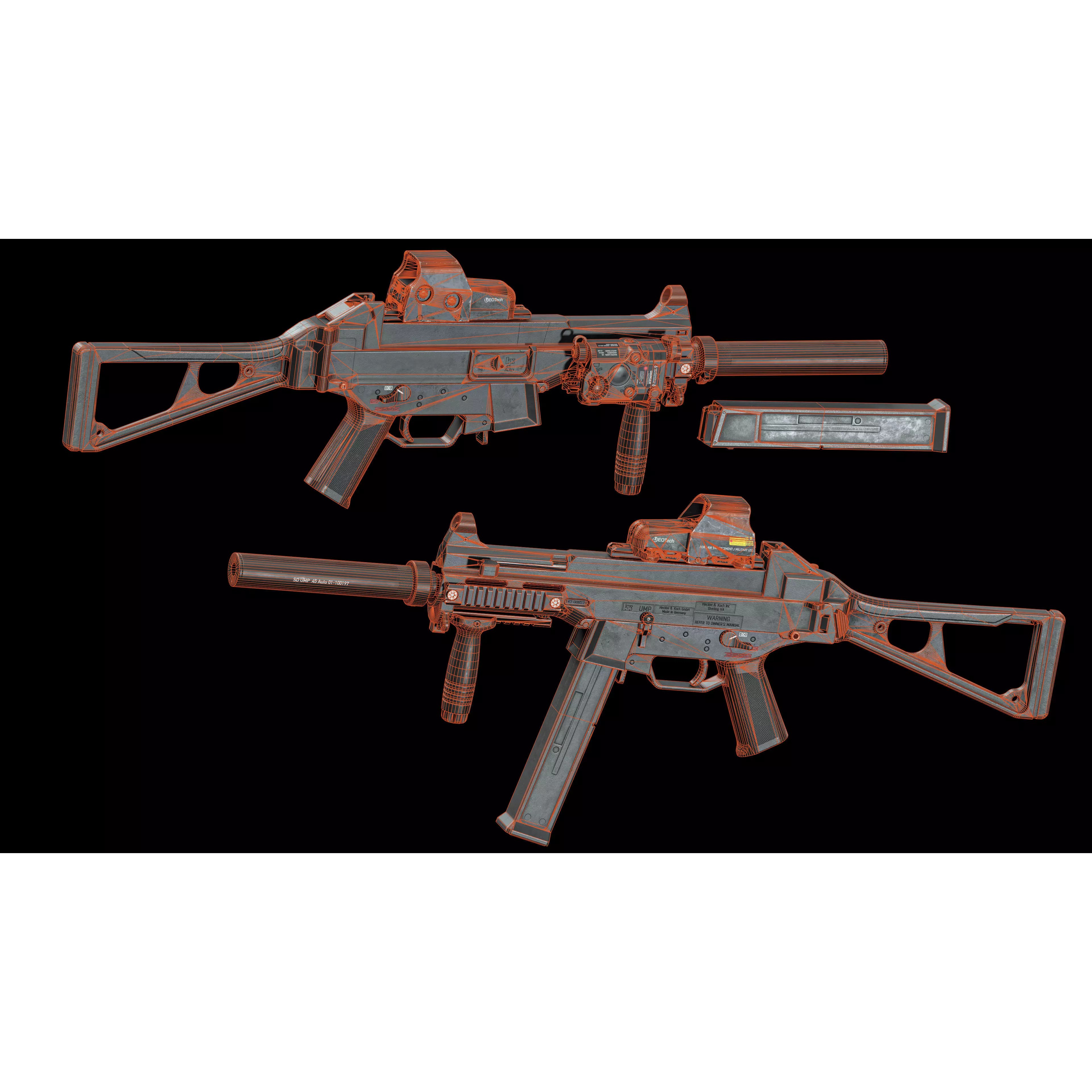 HK UMP 45 - Low-Poly Game-Ready 3D Model - View 24