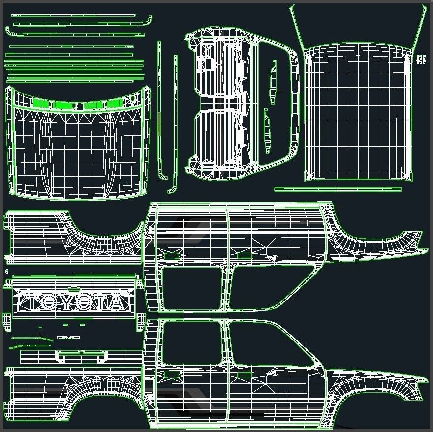 Toyota Hilux 3D Model – Low Poly Game Ready Pickup Truck, FBX