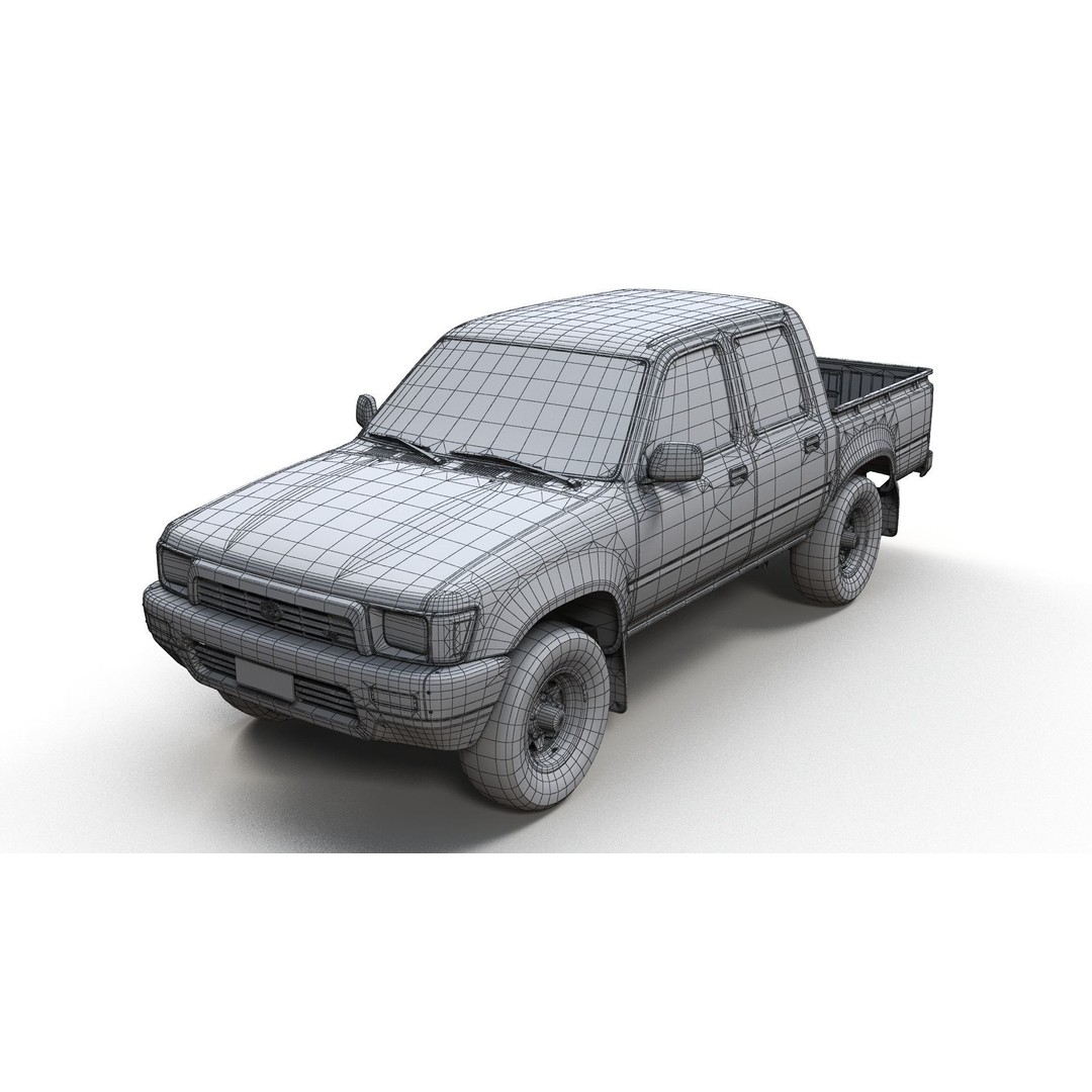 Toyota Hilux 3D Model – Low Poly Game Ready Pickup Truck, FBX - View 11