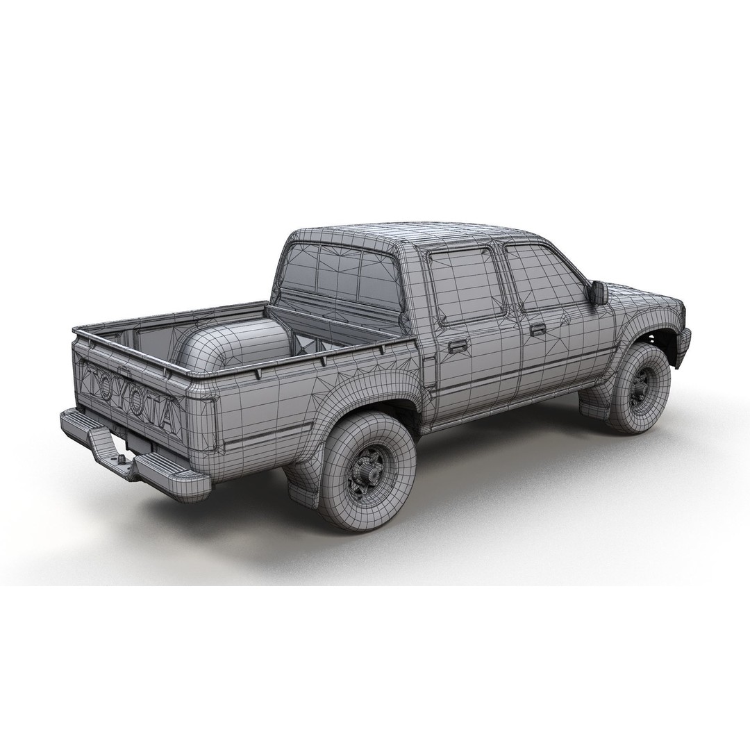 Toyota Hilux 3D Model – Low Poly Game Ready Pickup Truck, FBX - View 12