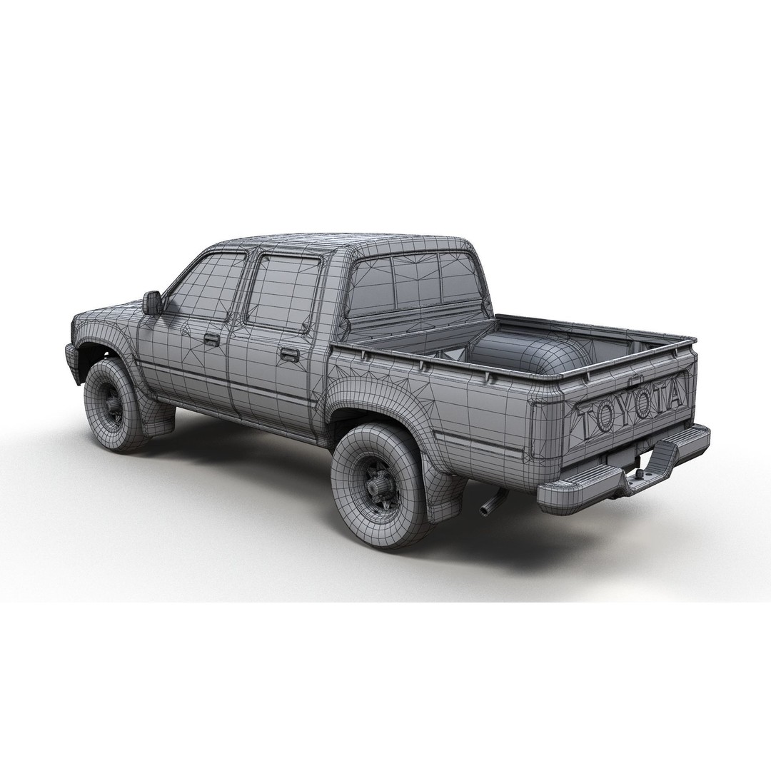 Toyota Hilux 3D Model – Low Poly Game Ready Pickup Truck, FBX - View 14