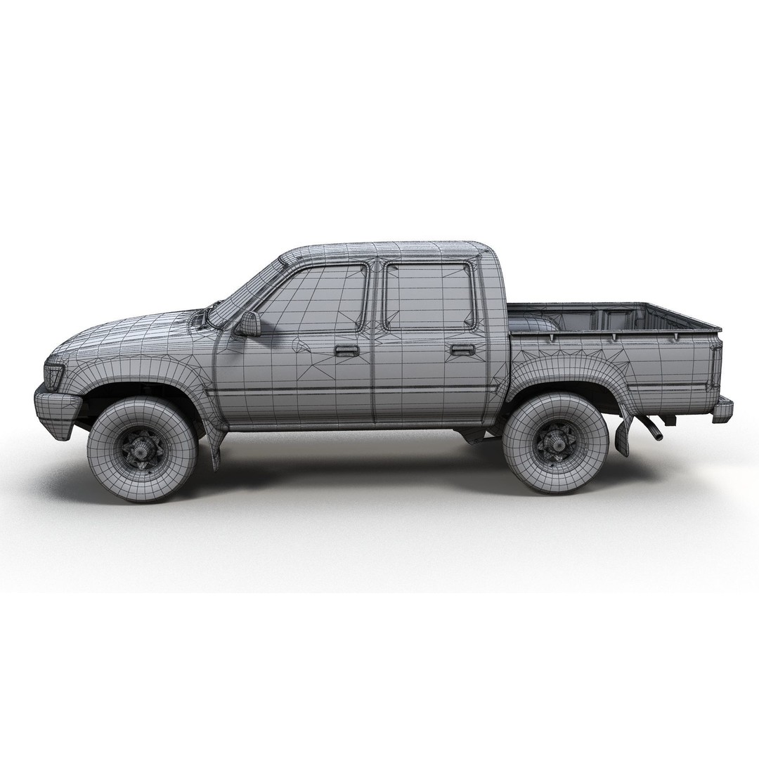 Toyota Hilux 3D Model – Low Poly Game Ready Pickup Truck, FBX - View 15