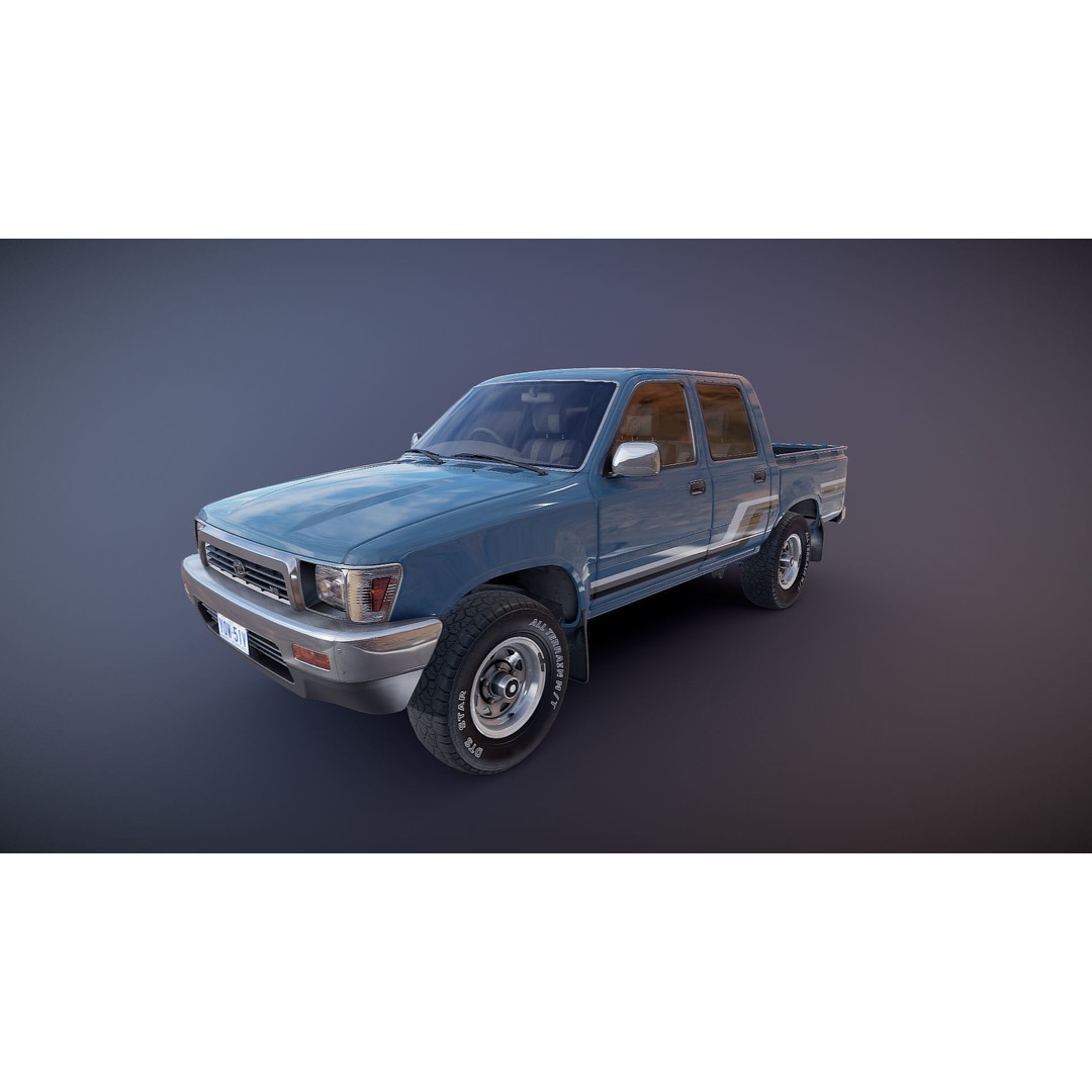 Toyota Hilux 3D Model – Low Poly Game Ready Pickup Truck, FBX - View 19