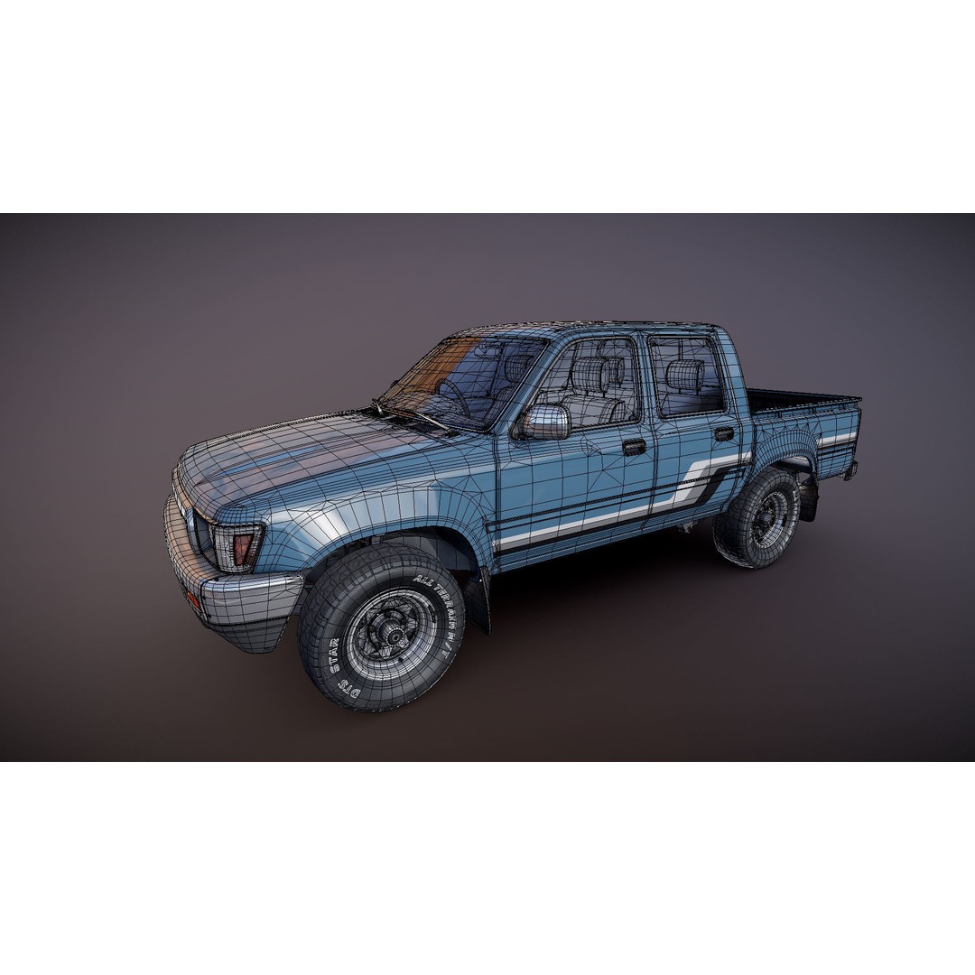 Toyota Hilux 3D Model – Low Poly Game Ready Pickup Truck, FBX - View 26