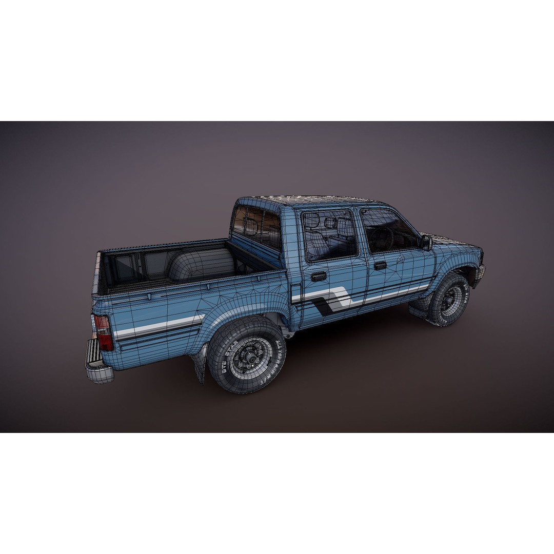 Toyota Hilux 3D Model – Low Poly Game Ready Pickup Truck, FBX - View 27