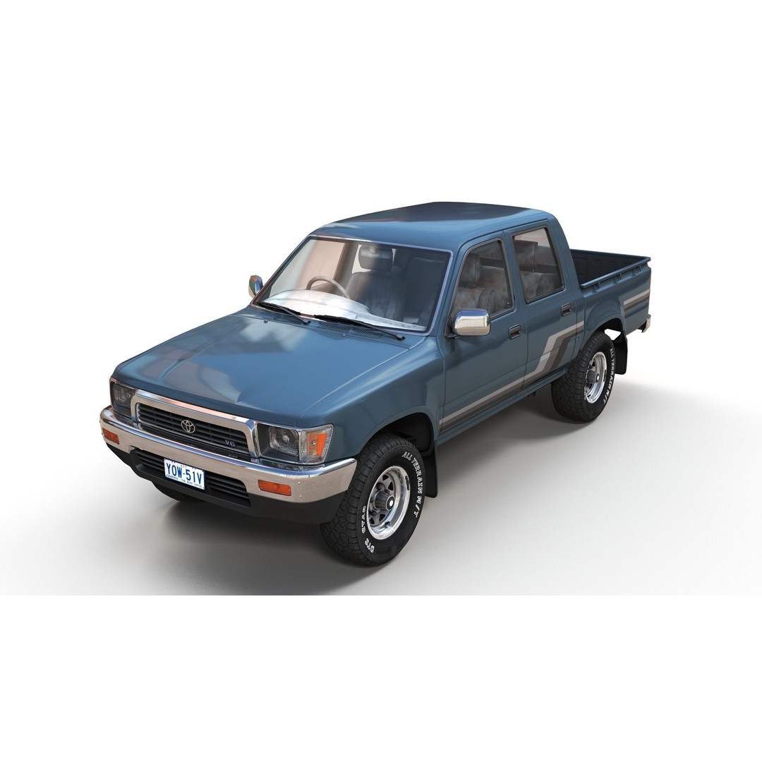 Toyota Hilux 3D Model – Low Poly Game Ready Pickup Truck, FBX - View 3
