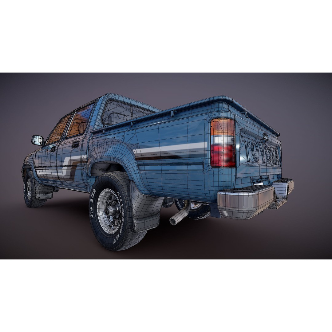 Toyota Hilux 3D Model – Low Poly Game Ready Pickup Truck, FBX - View 33