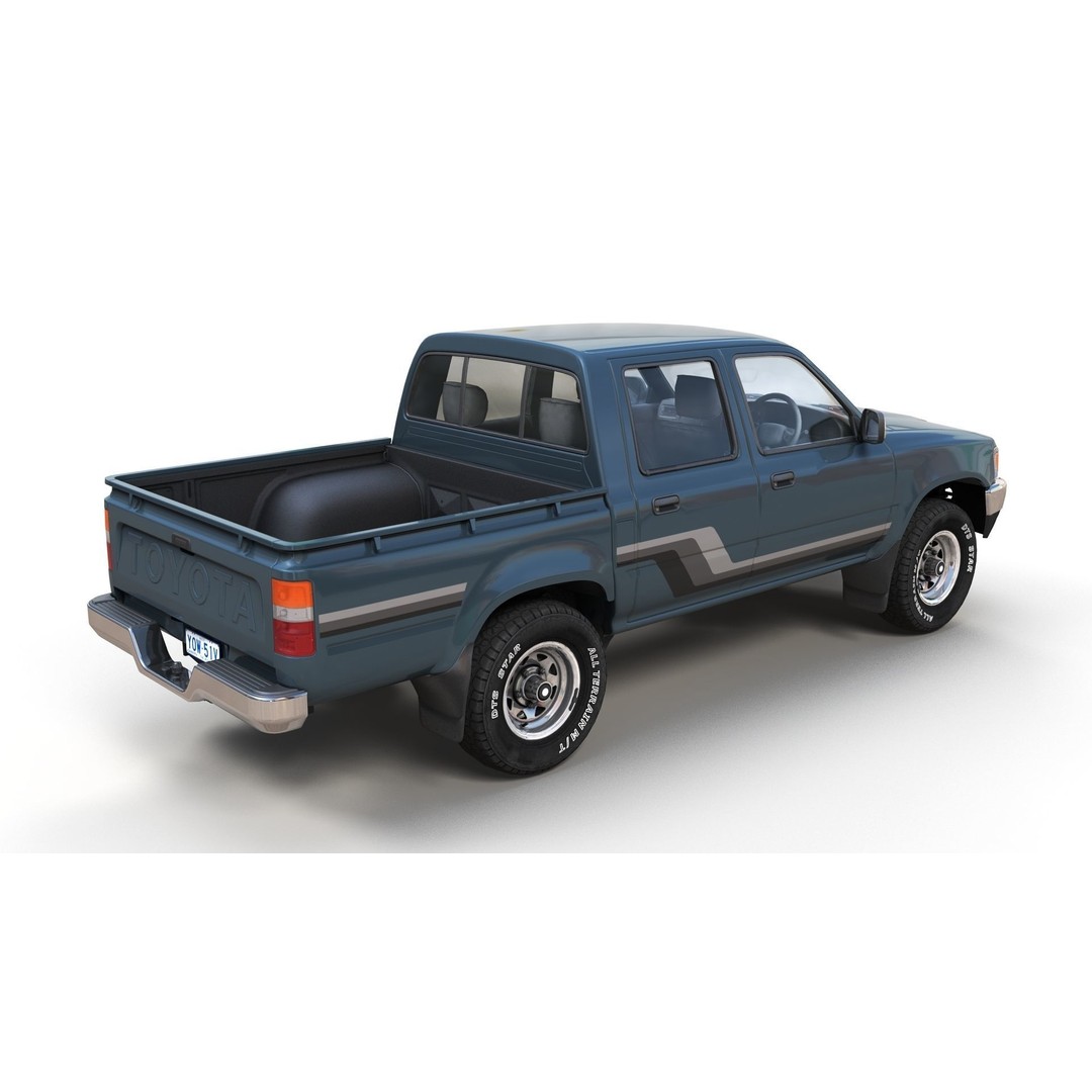 Toyota Hilux 3D Model – Low Poly Game Ready Pickup Truck, FBX - View 4