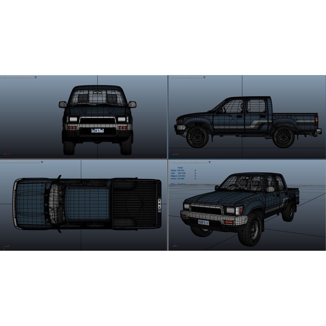 Toyota Hilux 3D Model – Low Poly Game Ready Pickup Truck, FBX - View 41
